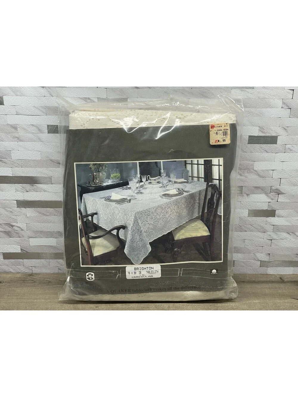 VINTAGE QUAKER LACE TABLECLOTH 70x90 Irregular MADE IN 🇺🇸 NEW BRIGHTON PATTERN